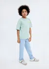 Mango Printed Embossed Letters T-shirt Aqua Green In Blue