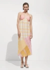 Mango Printed Halter Gown Ecru In Ecru