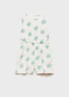 Mango Printed Jumpsuit With Openings White In White