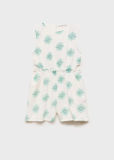 Mango Kids' Printed Jumpsuit With Openings White