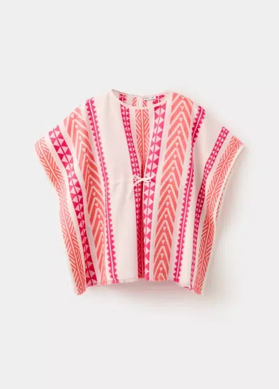 Mango Kids' Printed Kaftan In Ecru