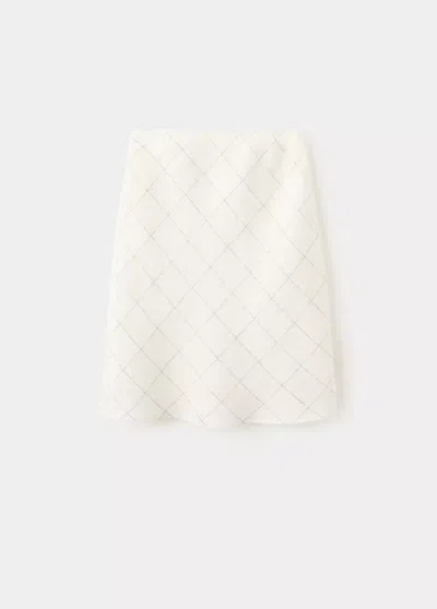 Mango Printed Linen-blend Skirt In White