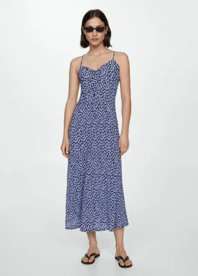Mango Printed Long Dress Black In Noir