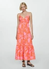 Mango Printed Long Dress Orange In Orange
