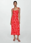 Mango Printed Long Dress Red In Red