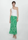 Mango Printed Long Skirt Pastel Green In Vert Pastel