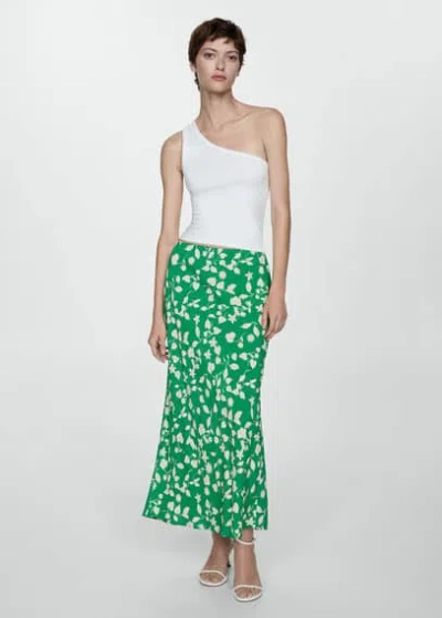 Mango Printed Long Skirt Pastel Green In Vert Pastel