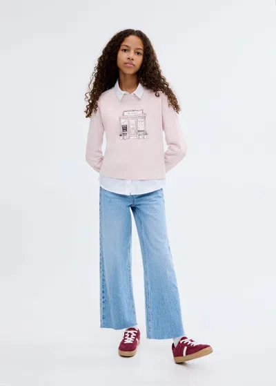 Mango Kids' Printed Long Sleeve T-shirt Light/pastel Purple
