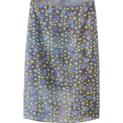 Mango Printed Overlay Midi Skirt In Black