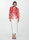 Mango Printed Oversize Shirt Red In Rouge