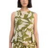 Mango Printed Peplum Top In Green