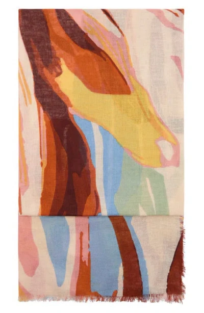 Mango Printed Scarf In Burnt Orange