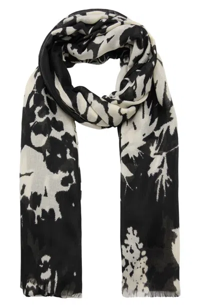 Mango Printed Scarf With Frayed Edge In Multi