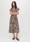 Mango Robe Chemisier Imprimée Noir - Femme - L -  In Brown