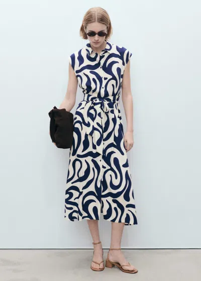 Mango Robe Bleu - Femme - L -