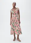 Mango Printed Shirt Dress With Belt Ecru