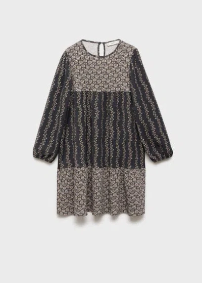 Mango Kids' Printed Short Dress Charcoal