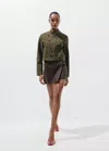 Mango Printed Skirt Line In Chocolate