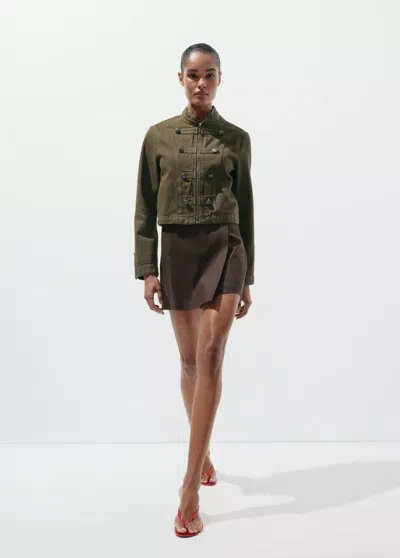 Mango Printed Skirt Line In Brown