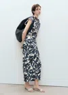 Mango Printed Skirt With Knot Detail Ecru In Ecru