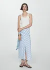 Mango Printed Skirt With Slit White In White