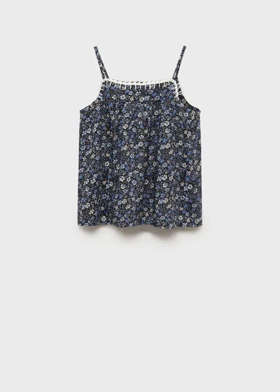 Mango Kids' Printed Sleeveless Blouse Blue