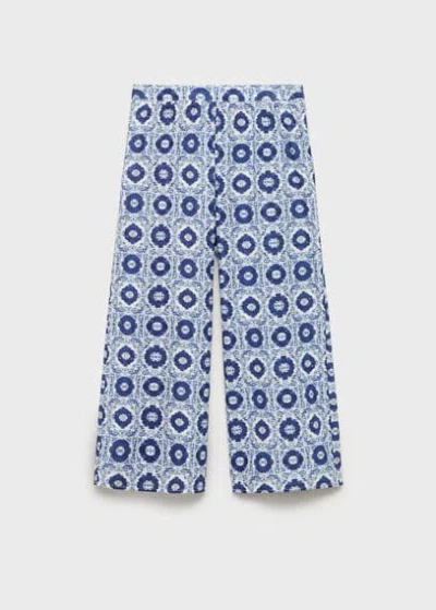 Mango Kids' Printed Straight Trousers Blue
