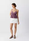 Mango Printed Strap Top In Purple