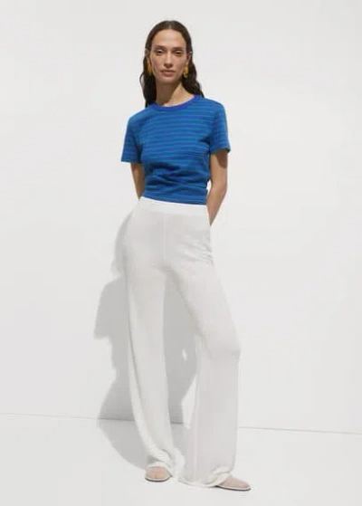 Mango Printed Striped T-shirt Blue In Bleu