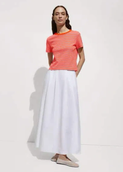 Mango Printed Striped T-shirt Red In Rouge