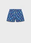 Mango Printed Swimming Trunks Navy In Navy