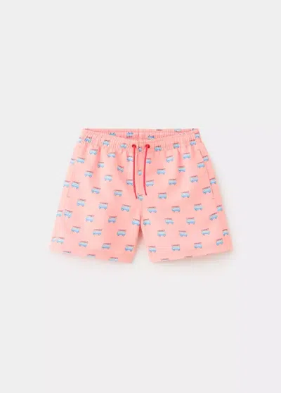 Mango Kids' Printed Swimming Trunks In Pastel Orange