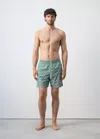 Mango Printed Swimsuit With Drawstring In Green