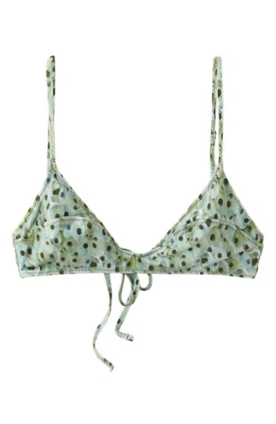 Mango Printed Triangle Bikini Top In Blue