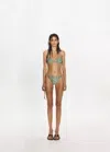 Mango Printed Triangle Bikini Top In Green