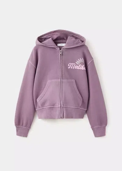 Mango Kids' Printed Zip-up Sweatshirt In Purple