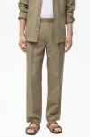 Mango Printstripe Straight Leg Pants In Brown
