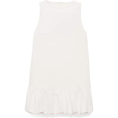 Mango Puff Hem Sleeveless Denim Dress In White