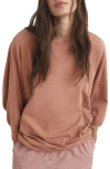 Mango Puff Sleeve Cotton Pajama Top In Brown