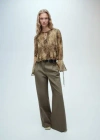 Mango Puffed-sleeve Printed Shirt Brown In Brown