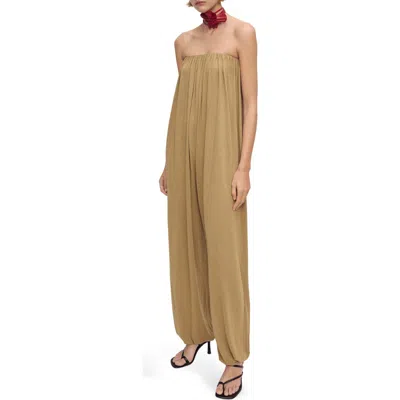 Mango Puffed Strapless Jumpsuit