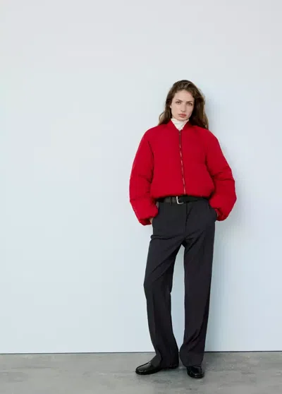 Mango Puffer Coat Aloe In Rouge