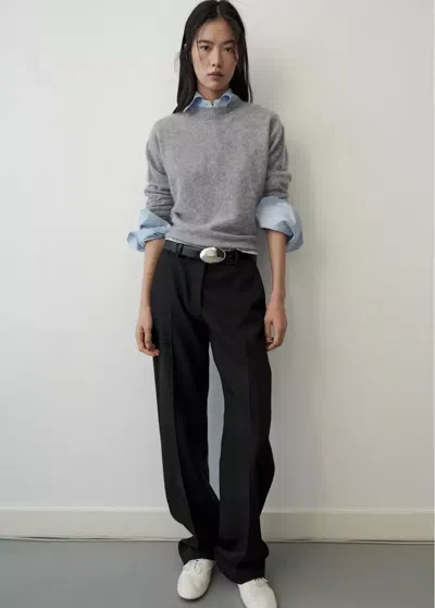 Mango Pull 100 % Laine Brossée In Gris Chiné Foncé