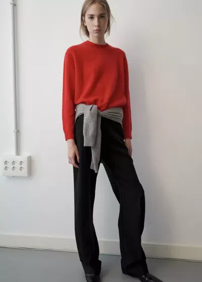 Mango Pull 100 % Laine Brossée In Rouge