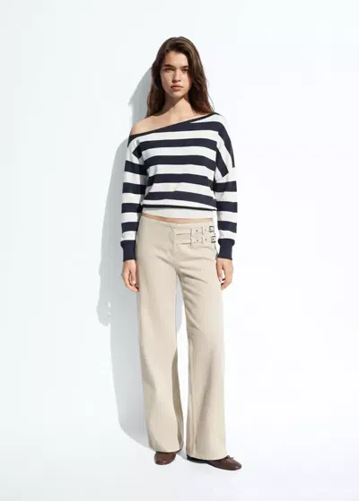 Mango Pull À Rayures Et Encolure Asymétrique In Blue