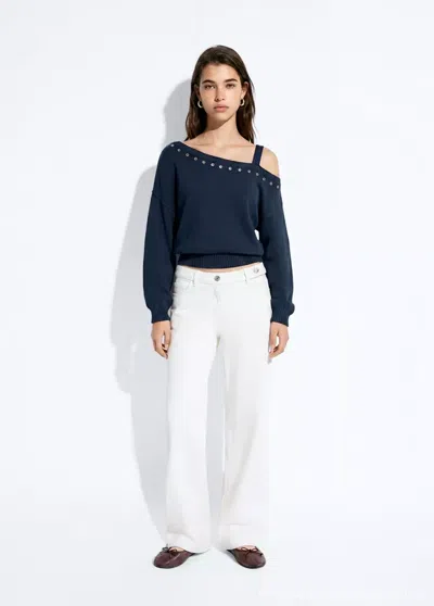 Mango Pull Asymétrique En Maille 100 % Coton In Blue