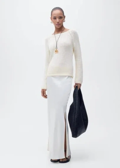 Mango Round-neck Crochet Sweater Ecru