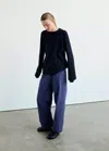 Mango Pull De Pyjama En Maille À Col Rond In Bleu Marine