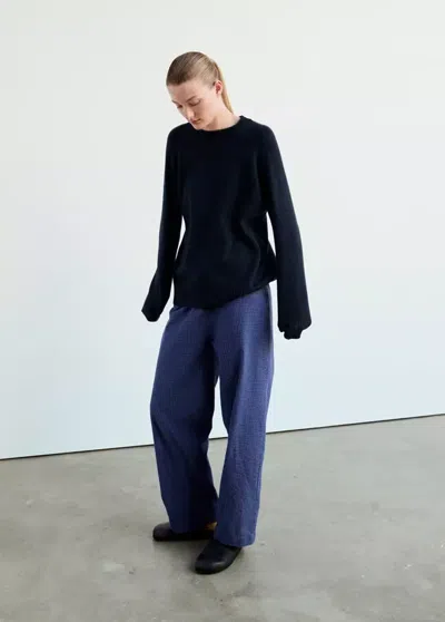 Mango Pull De Pyjama En Maille À Col Rond In Bleu Marine