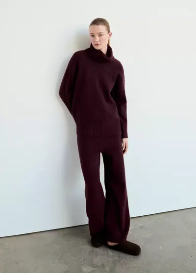 Mango Pull De Pyjama En Maille Col Roulé In Bordeaux